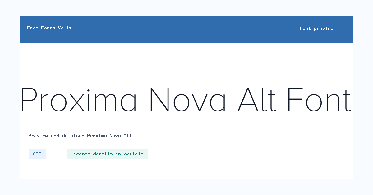 Proxima Nova Alt font preview showing the family name