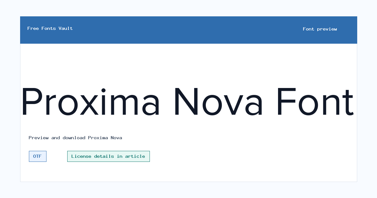 Proxima Nova font preview showing the family name