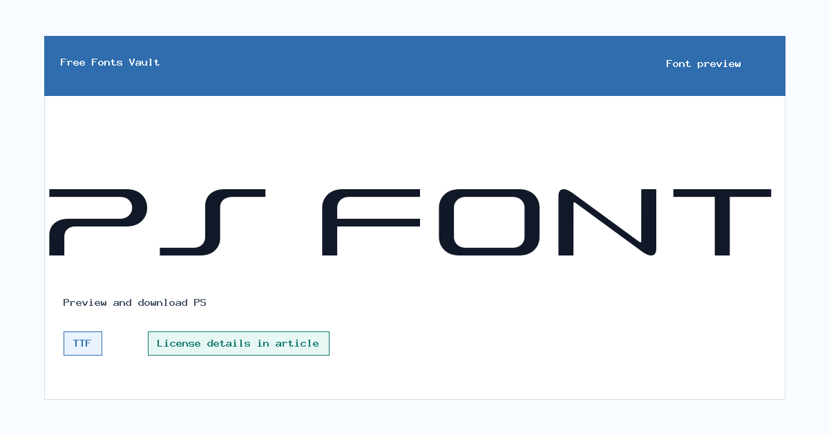 PS font preview showing the family name