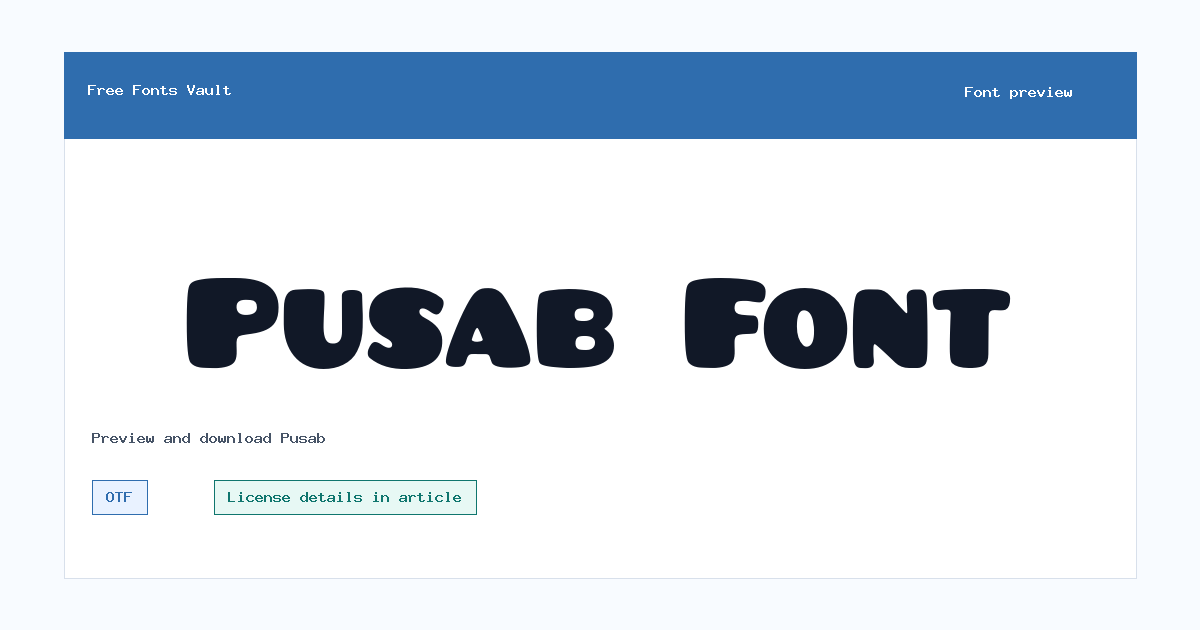 Pusab font preview showing the family name