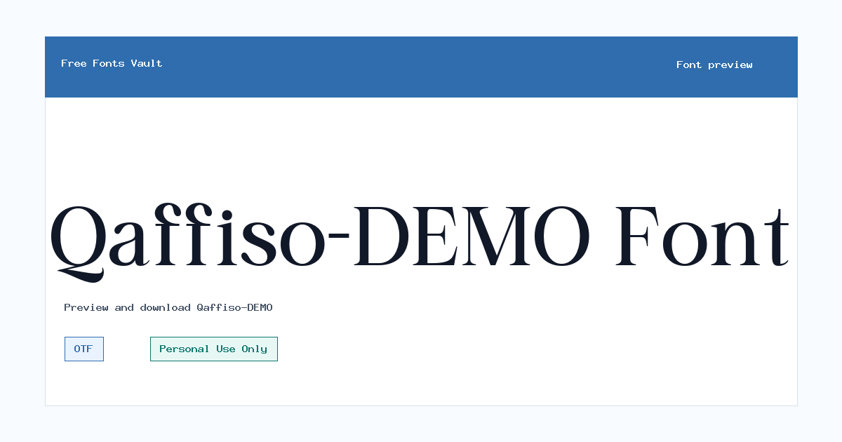 Qaffiso-DEMO font preview showing the family name