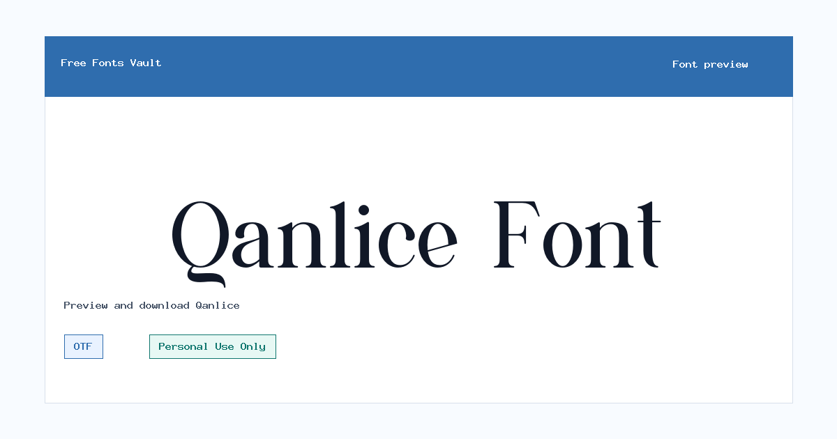 Qanlice font preview showing the family name