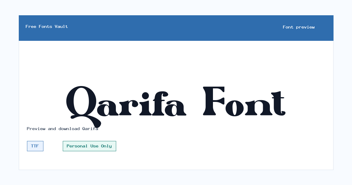 Qarifa font preview showing the family name