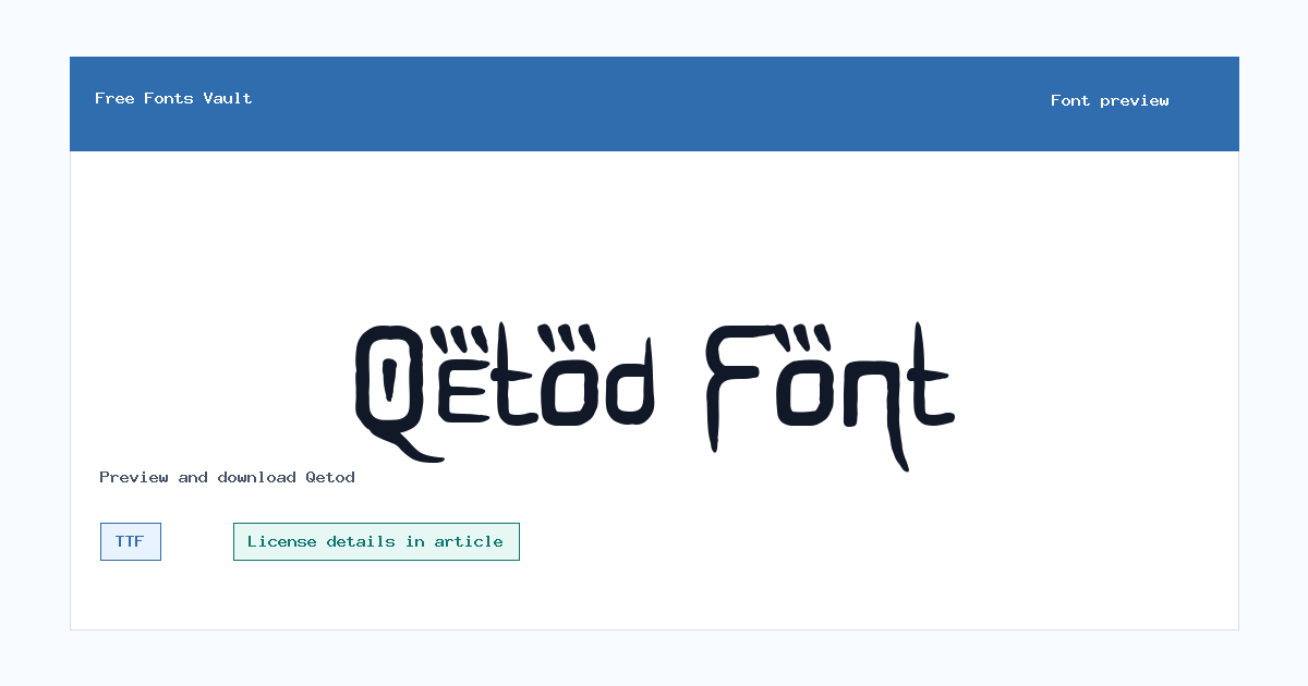Qetod font preview showing the family name