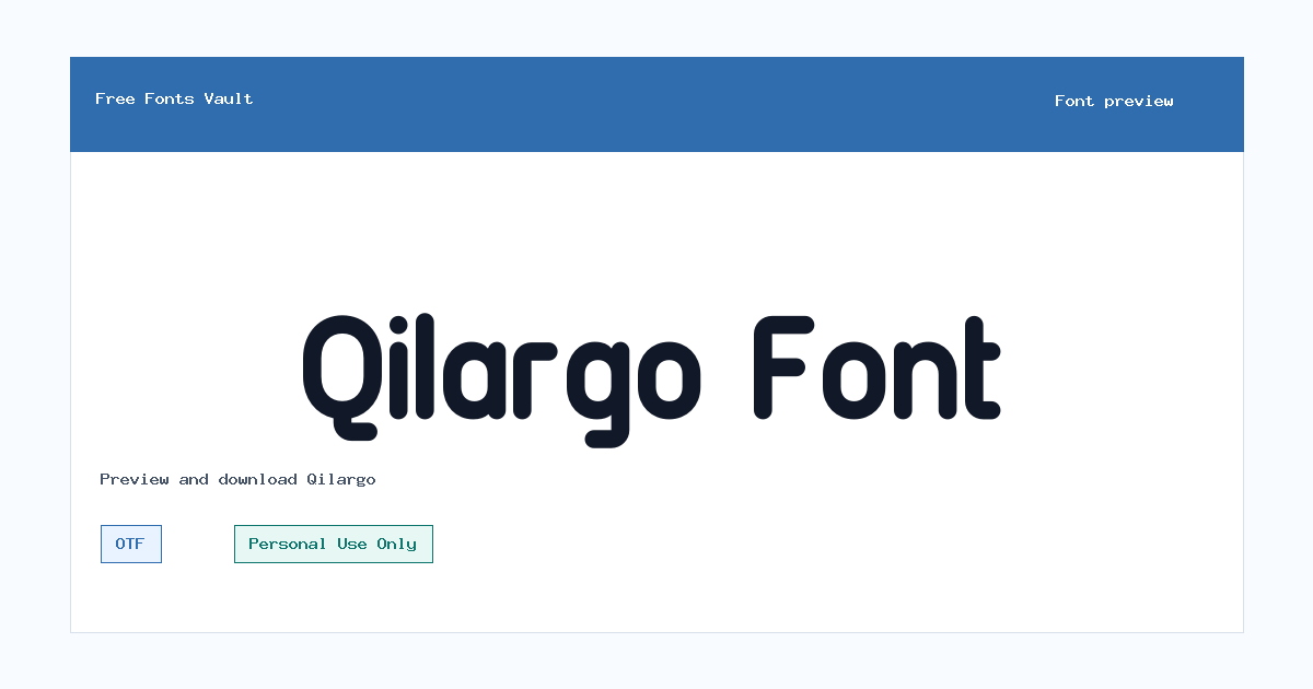 Qilargo font preview showing the family name