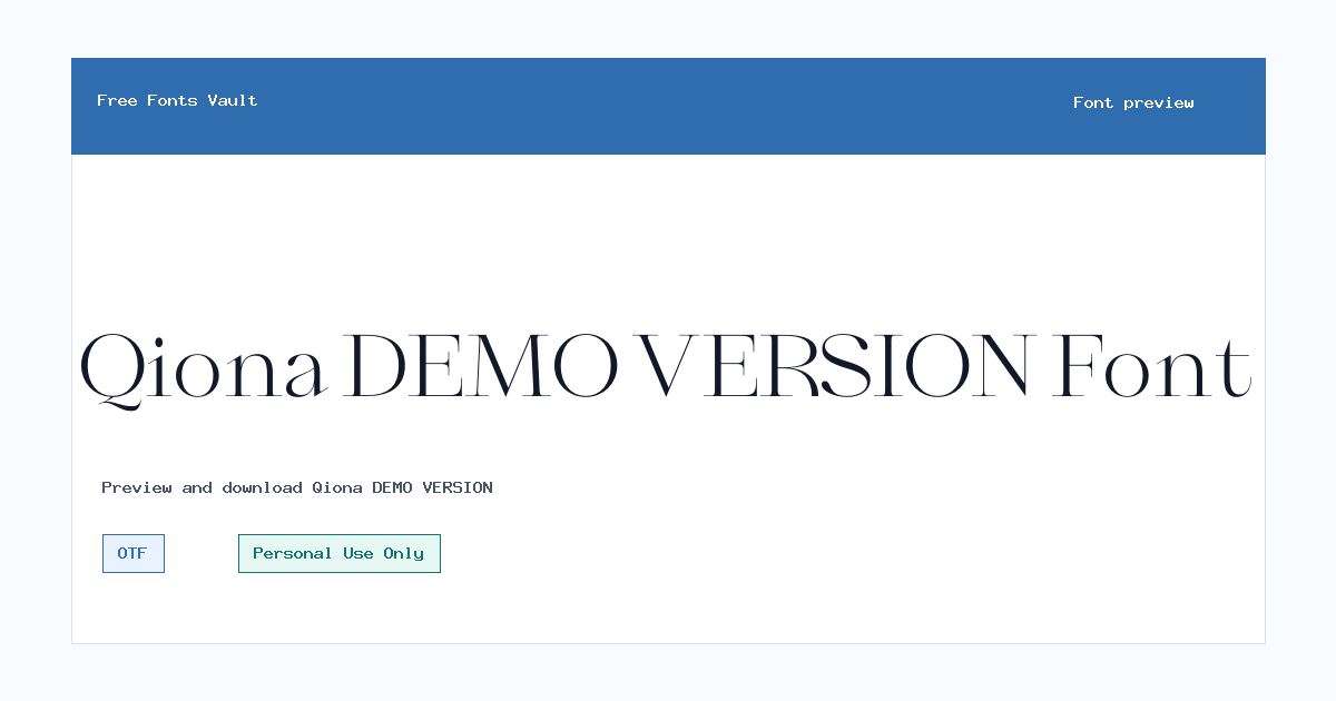 Qiona DEMO VERSION font preview showing the family name