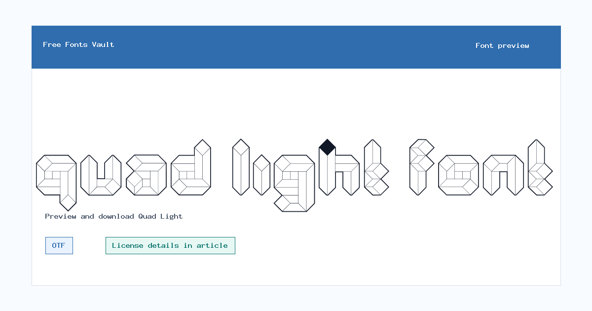 Quad Light font preview showing the family name