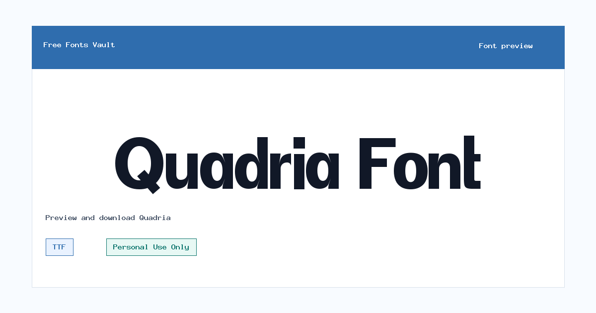 Quadria font preview showing the family name