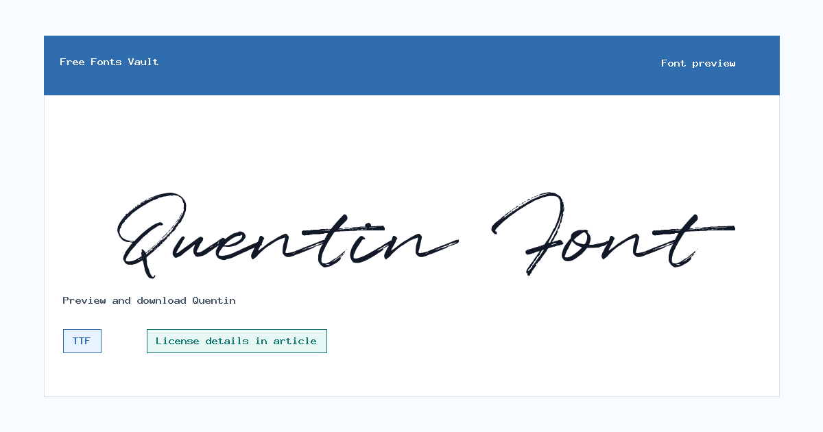 Quentin font preview showing the family name
