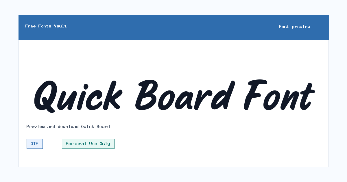 Quick Board font preview showing the family name
