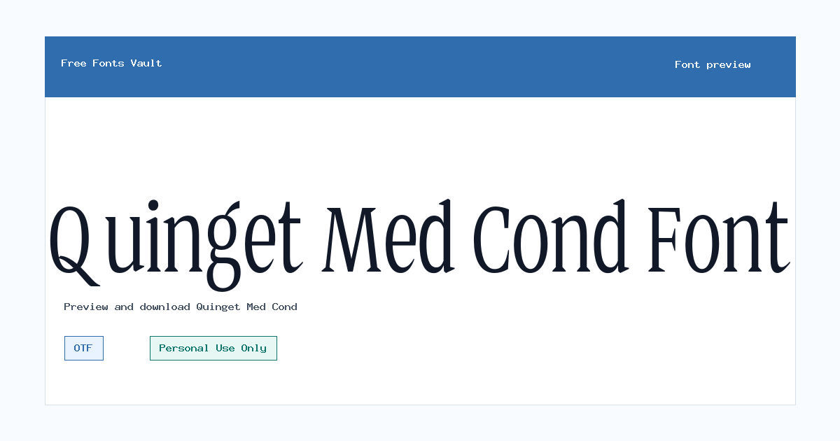 Quinget Med Cond font preview showing the family name
