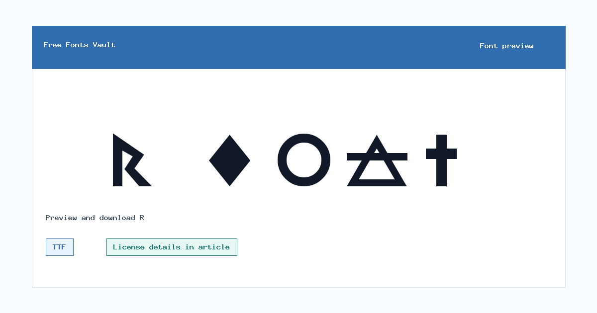 R font preview showing the family name