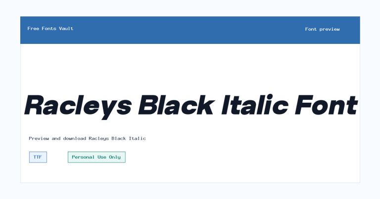 Racleys Black Italic font preview