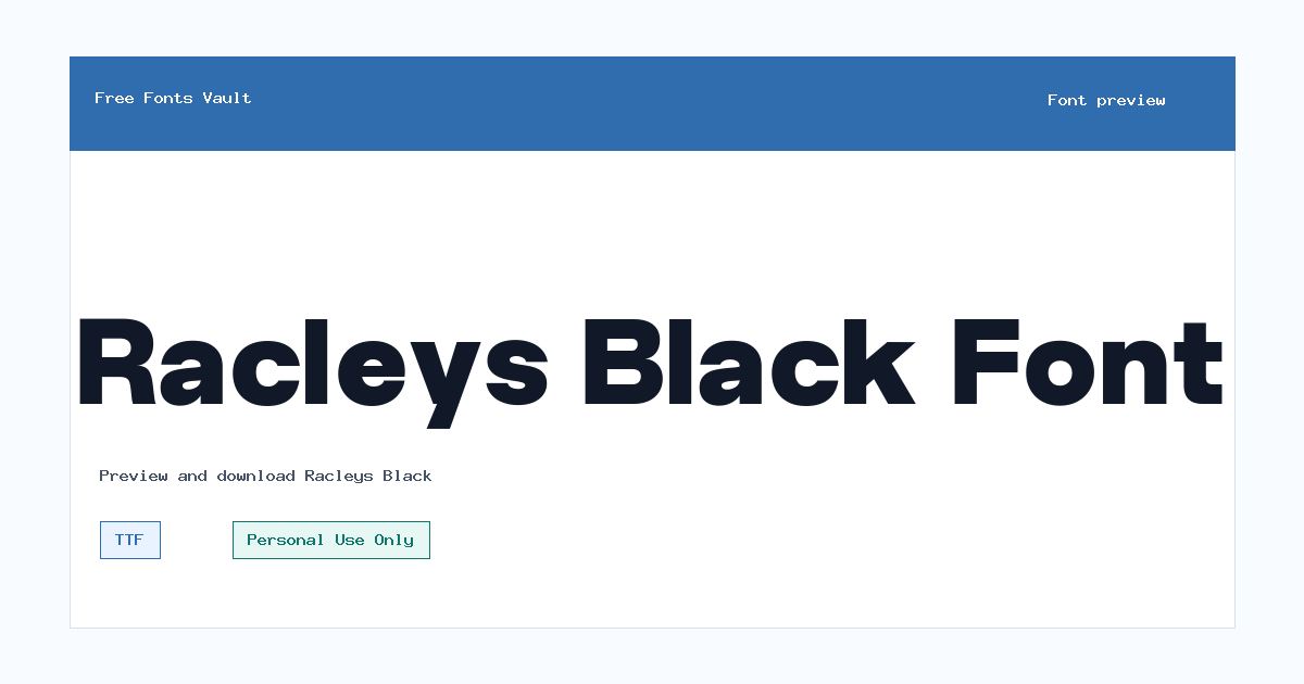 Racleys Black font preview showing the family name