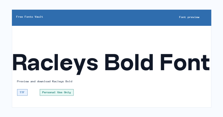 Racleys Bold font preview