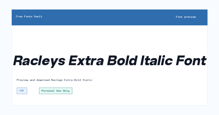 Racleys Extra Bold Italic font preview
