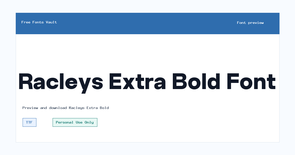 Racleys Extra Bold font preview showing the family name