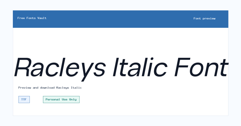 Racleys Italic font preview
