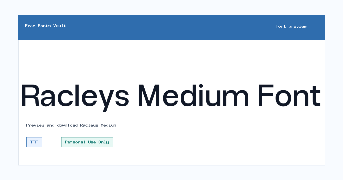 Racleys Medium font preview showing the family name
