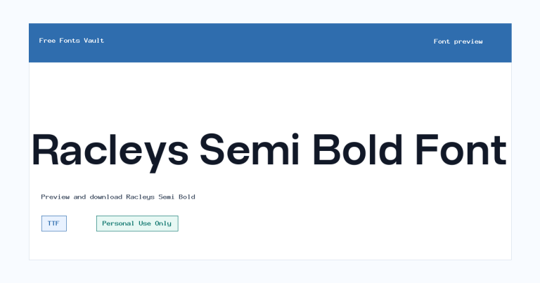 Racleys Semi Bold font preview
