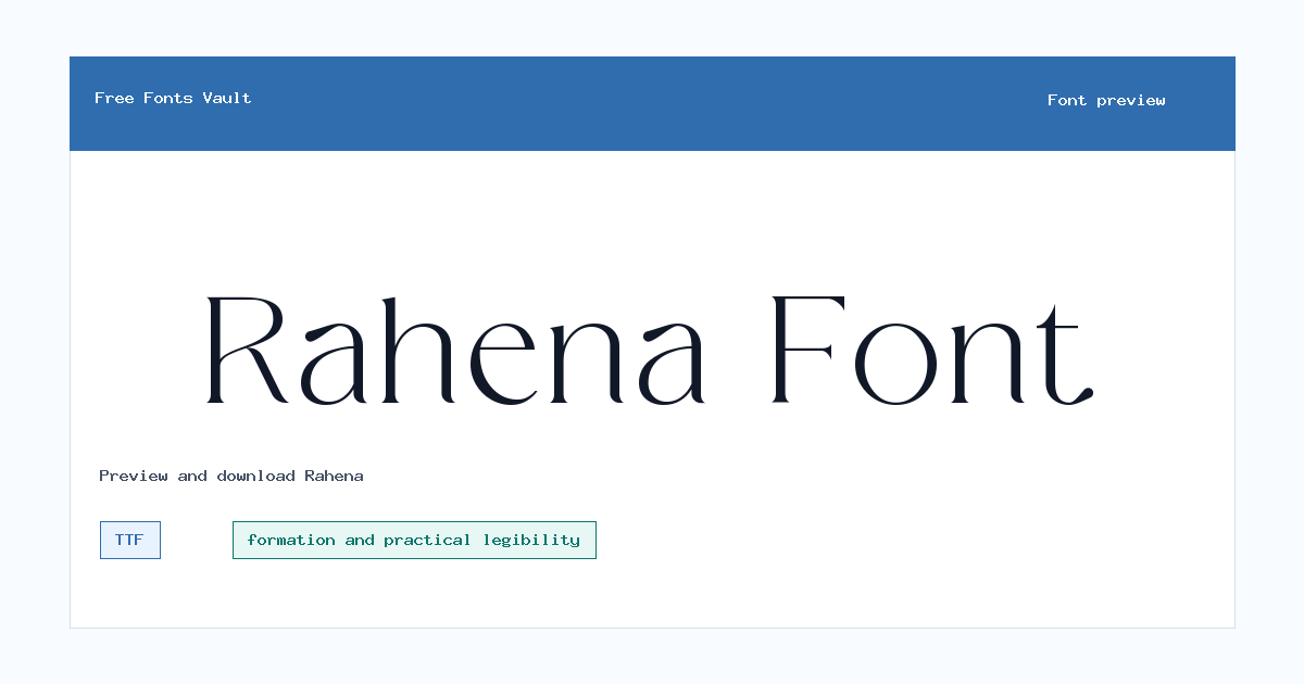 Rahena font preview showing the family name