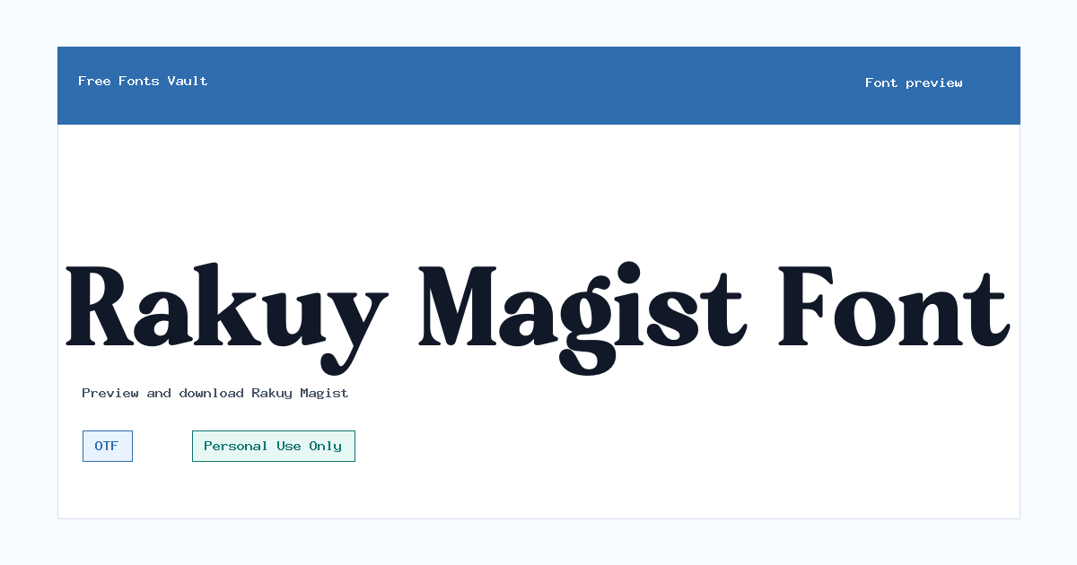 Rakuy Magist font preview showing the family name