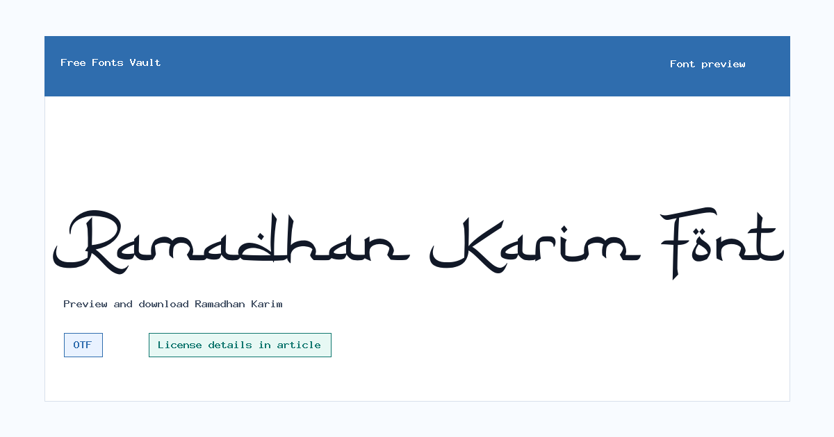 Ramadhan Karim font preview showing the family name