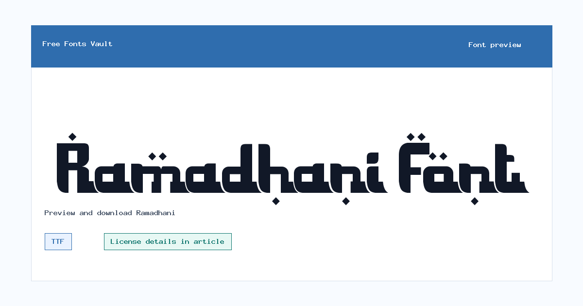 Ramadhani font preview showing the family name