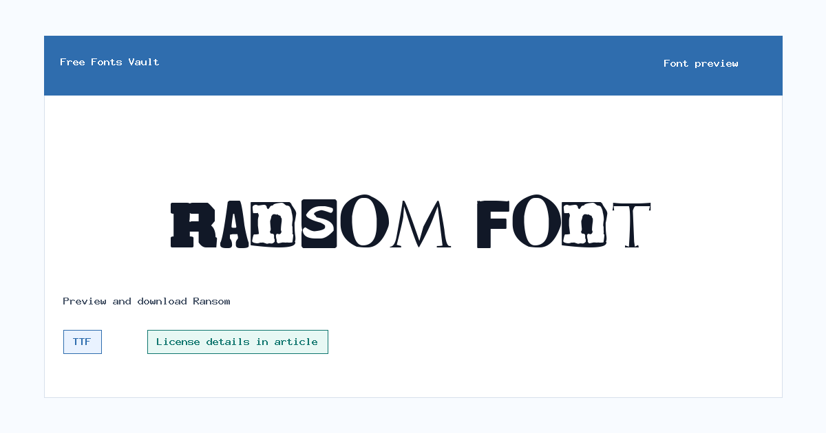 Ransom font preview showing the family name