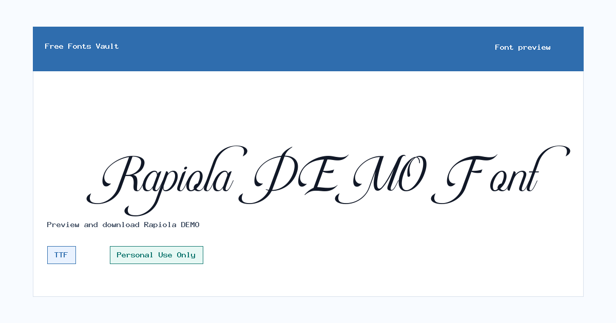 Rapiola DEMO font preview showing the family name