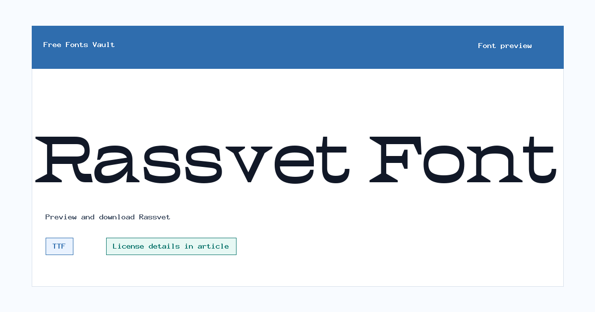 Rassvet font preview showing the family name