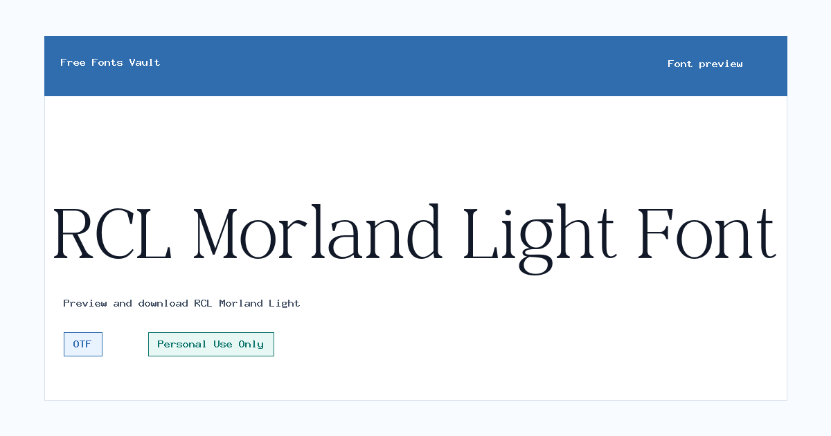 RCL Morland Light font preview showing the family name