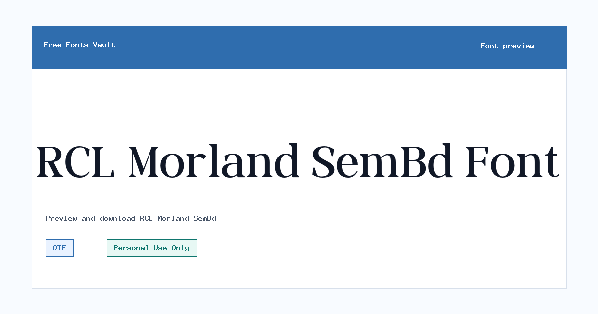 RCL Morland SemBd font preview showing the family name