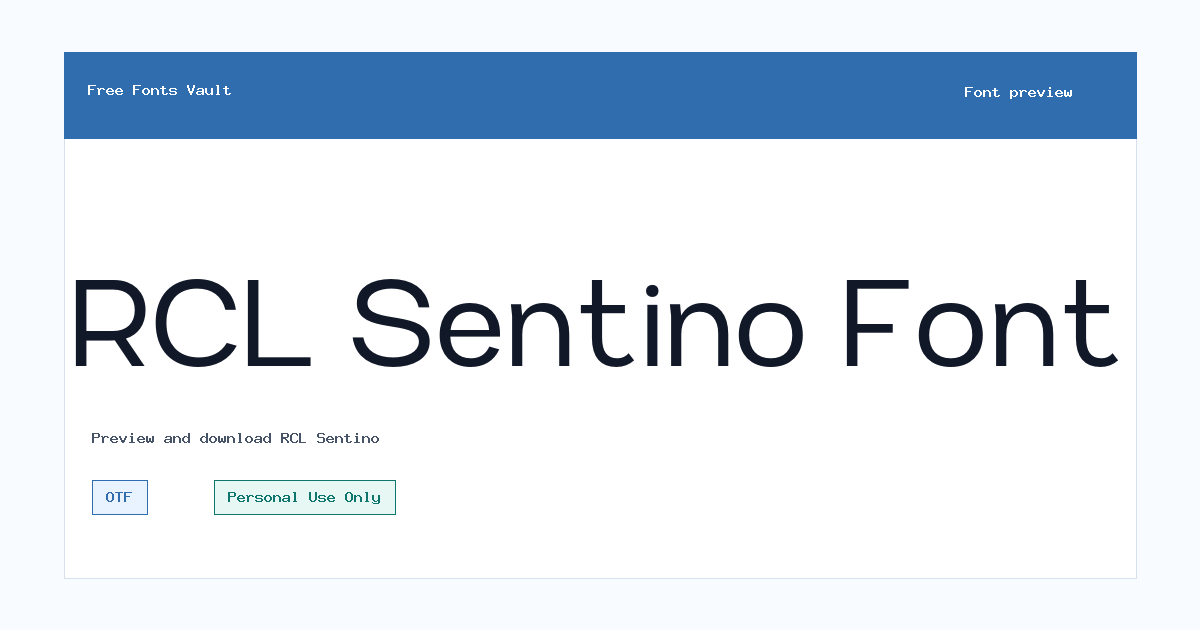 RCL Sentino font preview showing the family name