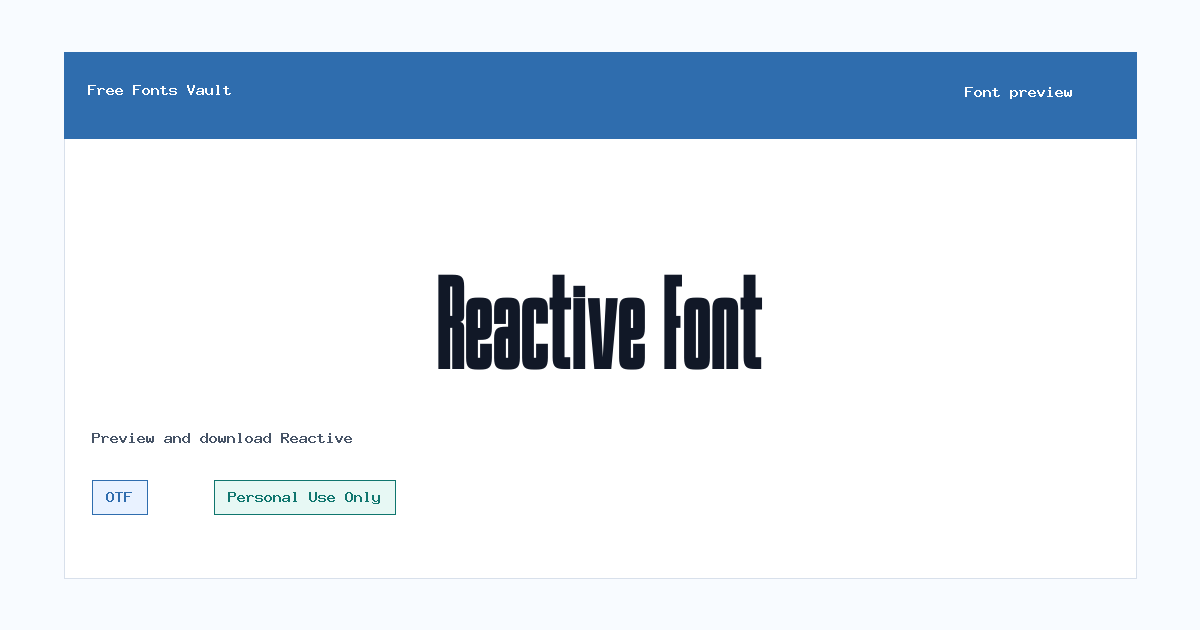 Reactive font preview showing the family name