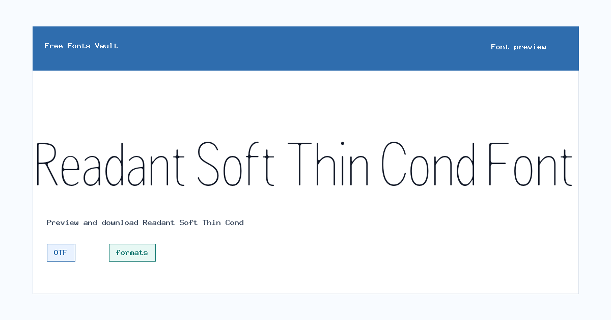 Readant Soft Thin Cond font preview showing the family name