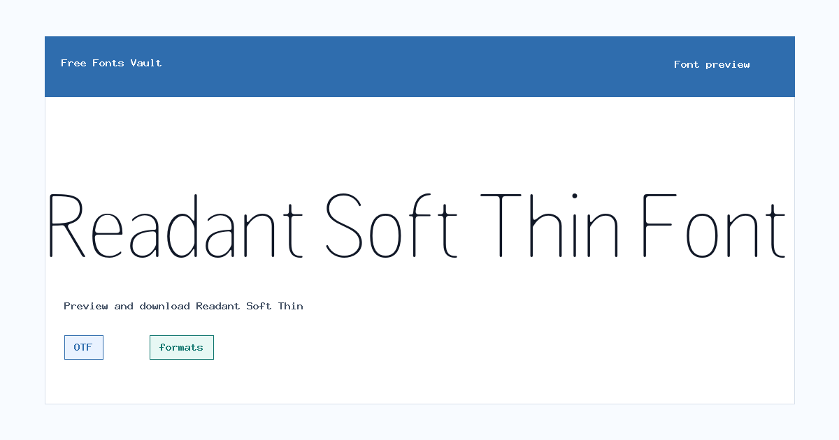 Readant Soft Thin font preview showing the family name