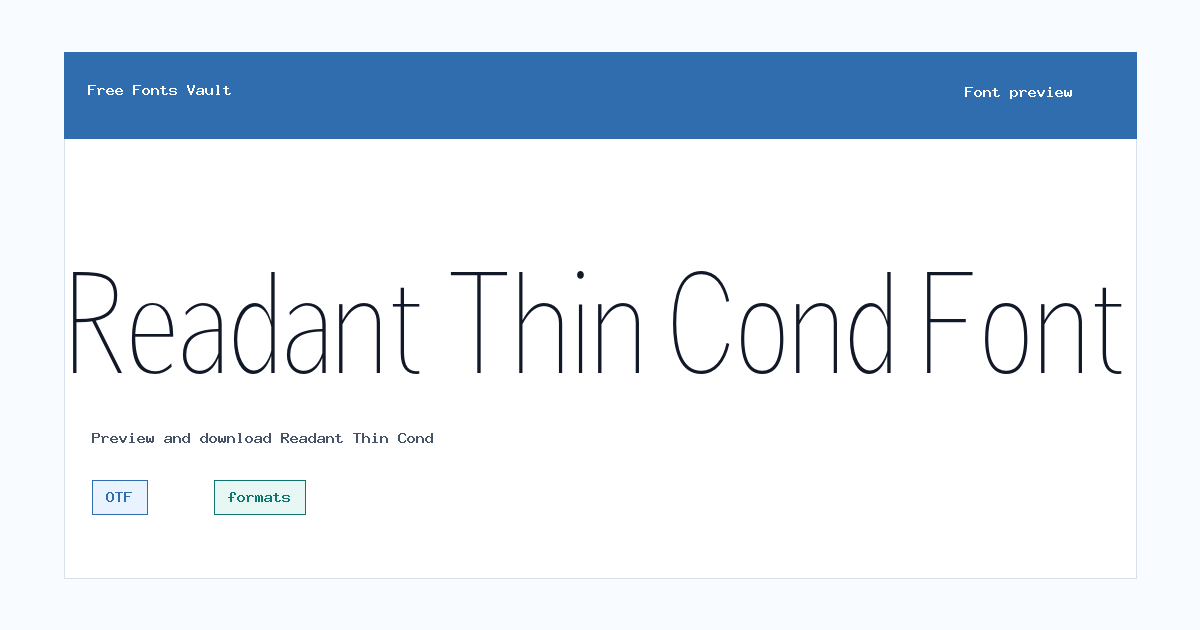 Readant Thin Cond font preview showing the family name
