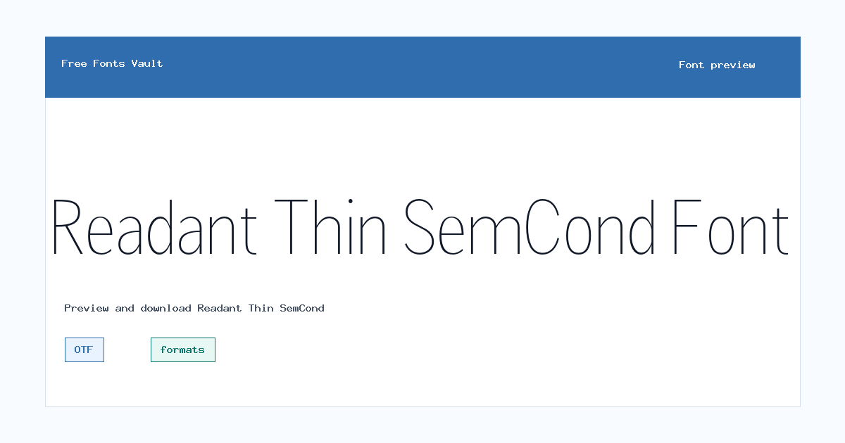 Readant Thin SemCond font preview showing the family name