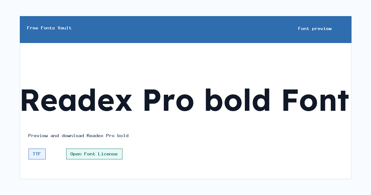Readex Pro bold font preview showing the family name