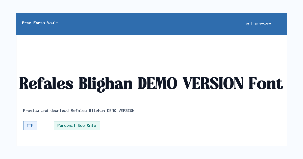Refales Blighan DEMO VERSION font preview showing the family name