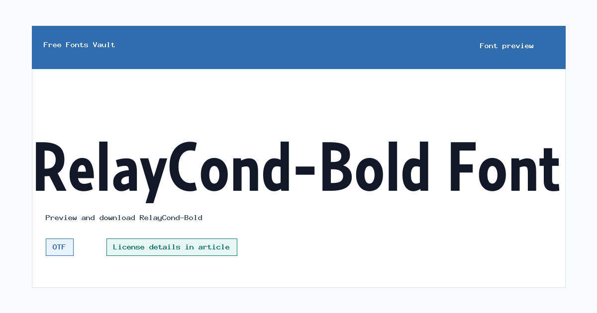 RelayCond-Bold font preview showing the family name
