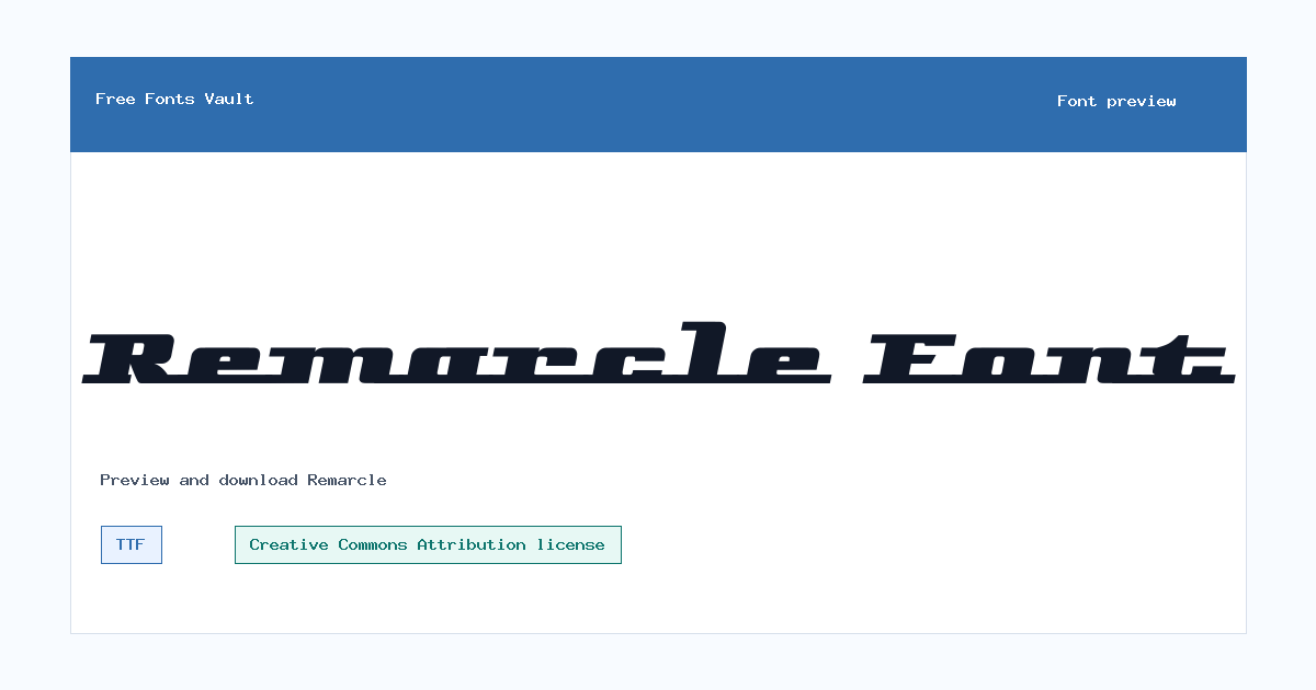 Remarcle font preview showing the family name
