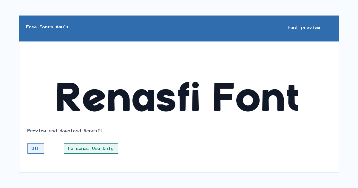 Renasfi font preview showing the family name