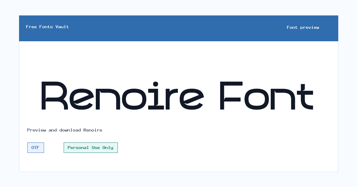 Renoire font preview showing the family name