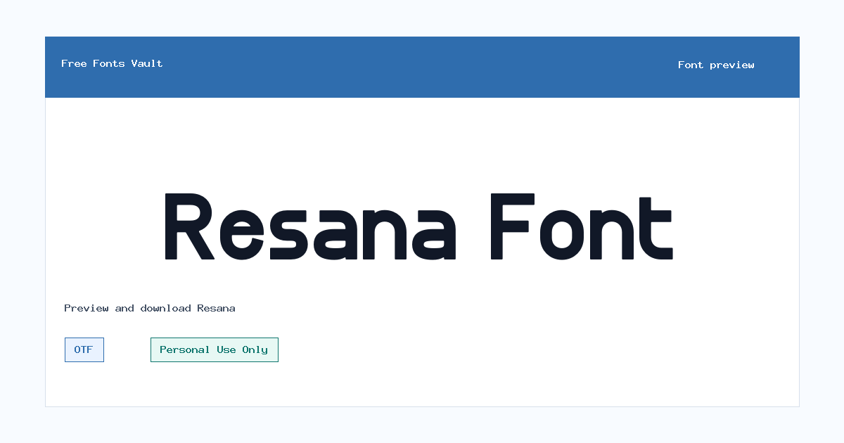 Resana font preview showing the family name