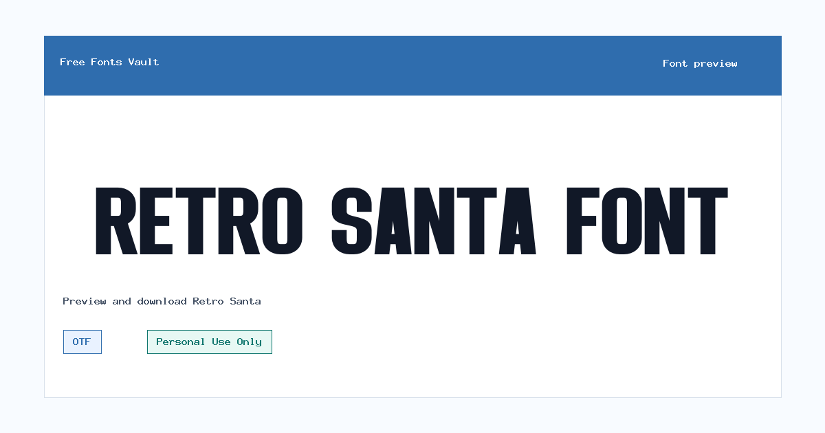 Retro Santa font preview showing the family name