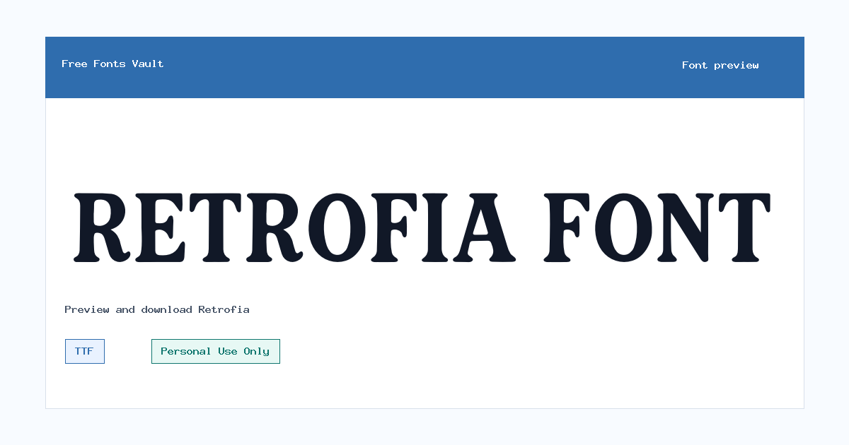 Retrofia font preview showing the family name