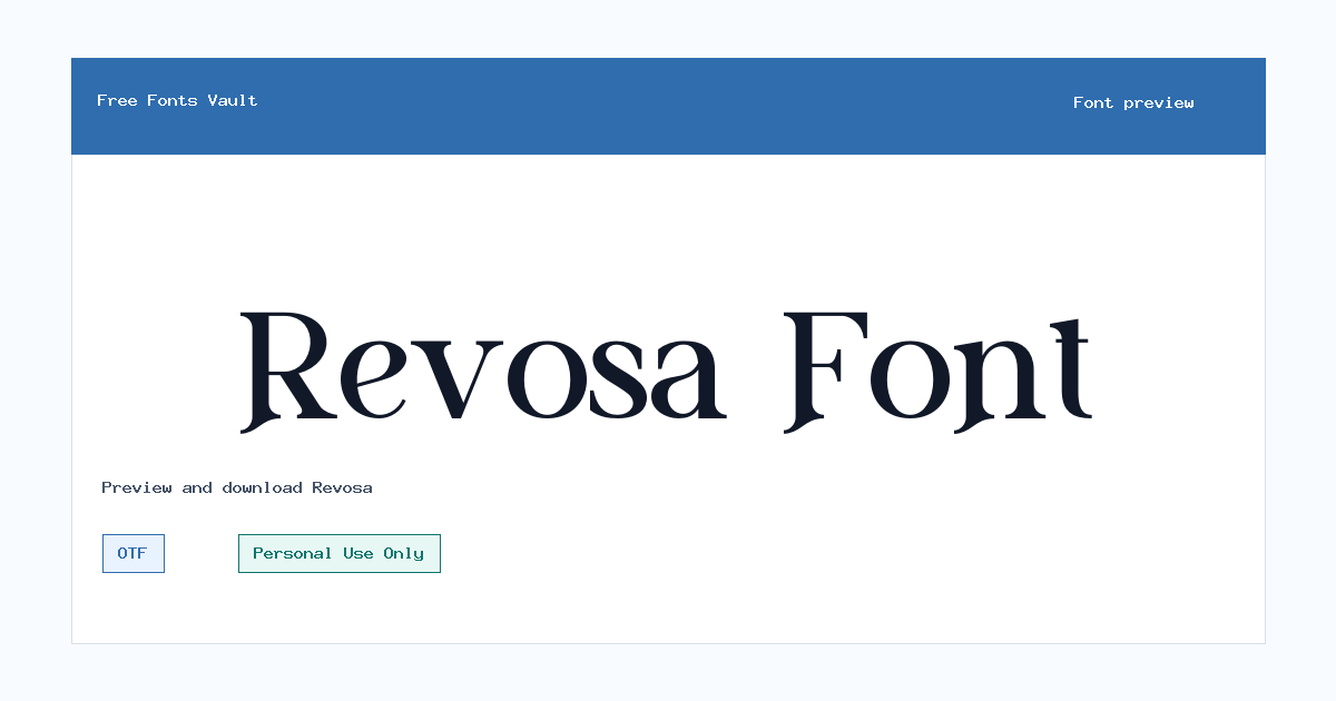 Revosa font preview showing the family name