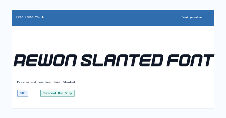 Rewon Slanted font preview